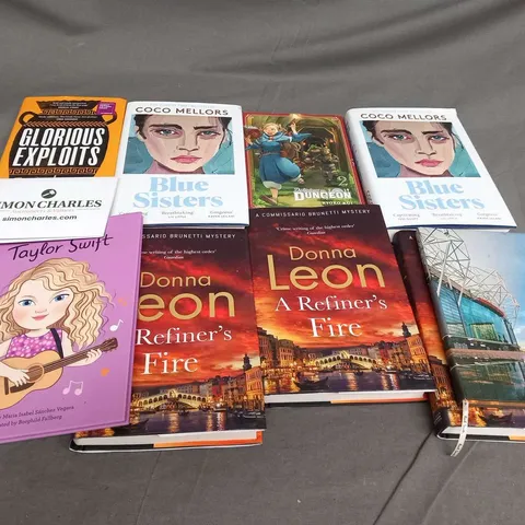 LARGE QUANTITY OF ASSORTED BOOKS TO INCLUDE; BLUE SISTERS, A REFINERS FIRE, DELICIOUS DUNGEON, GLORIOUS EXPLOITS AND LITTLE PEOPLE BIG DREAMS TAYLOR SWIFT