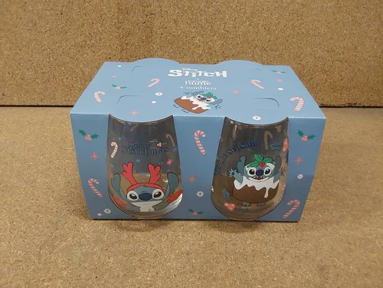 12 X DISNEY STITCH CHRISTMAS THEMED DRINKING TUMBLER SETS - 4 TUMBLERS PER SET (6 BOXES)