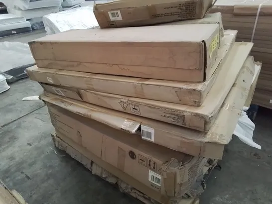 PALLET OF ASSORTED BOXED FURNITURE PARTS,INCLUDING TABLE TOPS, CONSOLE TABLE, TABLE PEDESTAL 