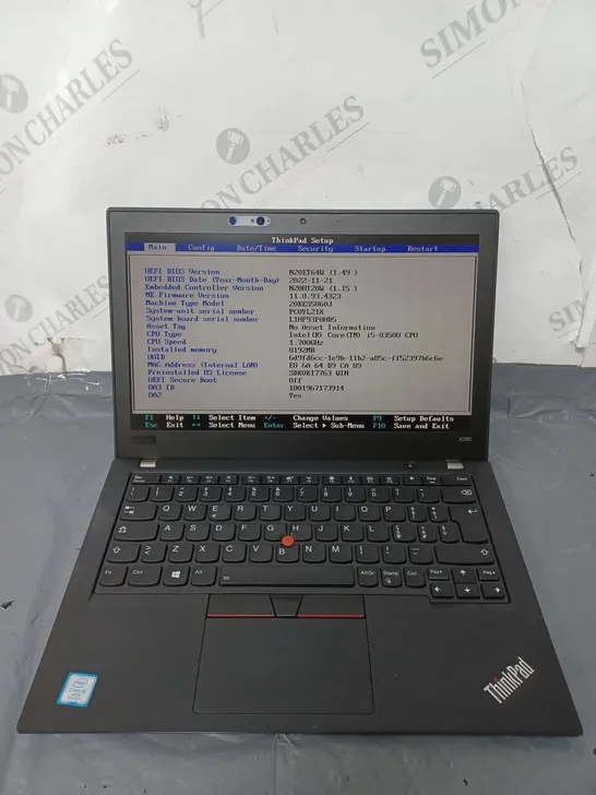 LENOVO THINKPAD X280 12 INCH I5-8350U 1.70GHZ