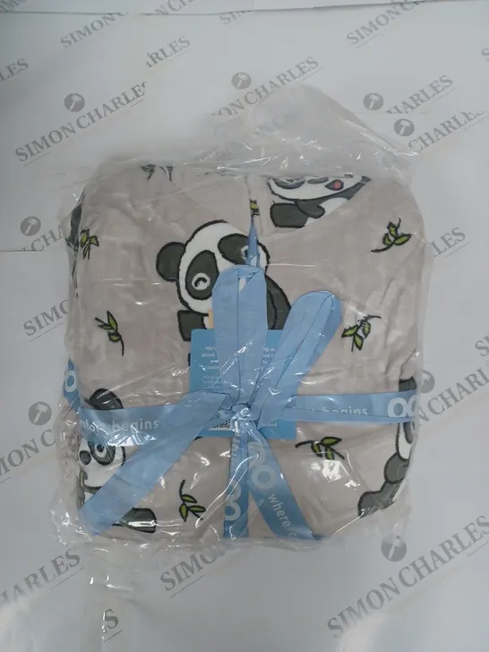 THE OODIE HOODED FLEECE LINED PANDA BLANKET IN GREY