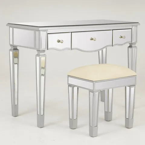 BOXED MIRAGE MIRRORED DRESSING TABLE AND STOOL (1 BOX)