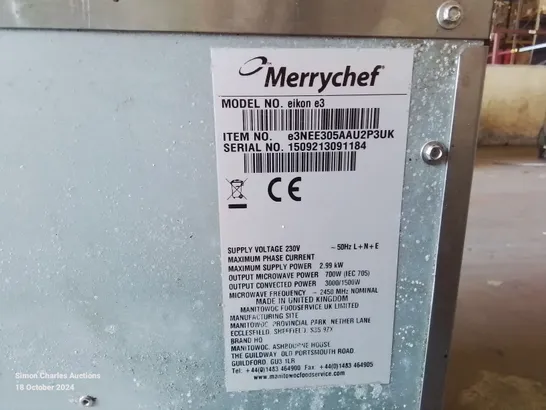 COMMERCIAL STAINLESS STEEL MERRYCHEF 700W MICROWAVE OVEN