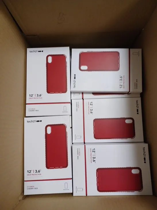 BOX OF 87 TECH21 CHERRY RED EVOROX PHONE PROTECTION CASES FOR IPHONE XS MAX