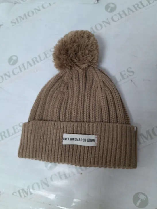 ANYA HINDMARCH POM POM BEANIE IN BROWN