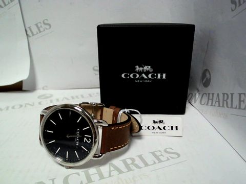 COACH BROWN LEATHER BLUE FACE WATCH RRP &pound;191.00