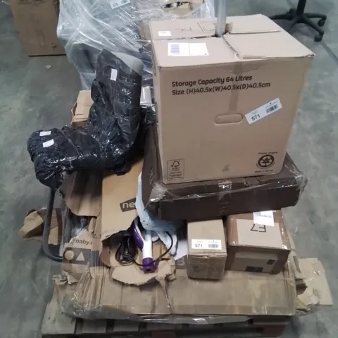 PALLET CONTAINING VARIOUS BOXED FURNITURE PARTS AND OTHER HOUSEHOLD ITEMS ETC.