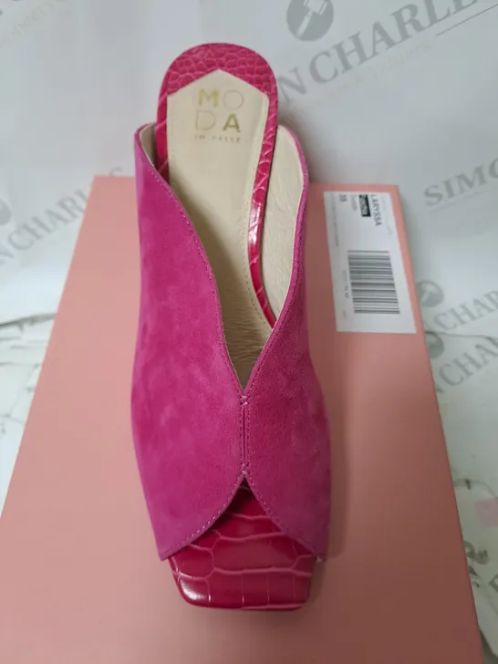 MODA IN PELLE LARYSSA SLIP ON PEEP TOE HEELED SANDAL SIZE 6 IN PINK 