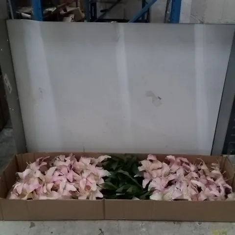 BOXED BRAND NEW 85CM SATIN TIGER LILY SPRAY X3 2 FLOWERS 1BUD &11LVS SILK FLOWERS 