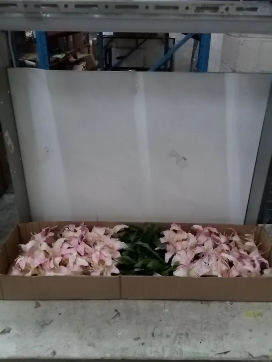 BOXED BRAND NEW 85CM SATIN TIGER LILY SPRAY X3 2 FLOWERS 1BUD &11LVS SILK FLOWERS 