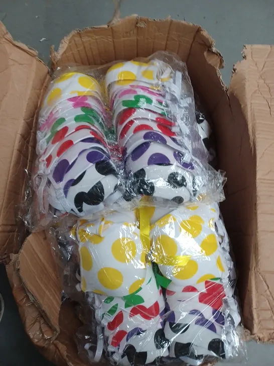 BOX OF APPROXIMATELY 50 POLKA DOT BRAS - SIZES UNSPECIFIED