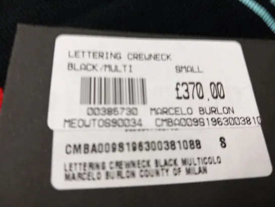 MARCELO BURLON LETTERING CRENWICK BLACK/MULTI SWEATSHIRT SIZE S