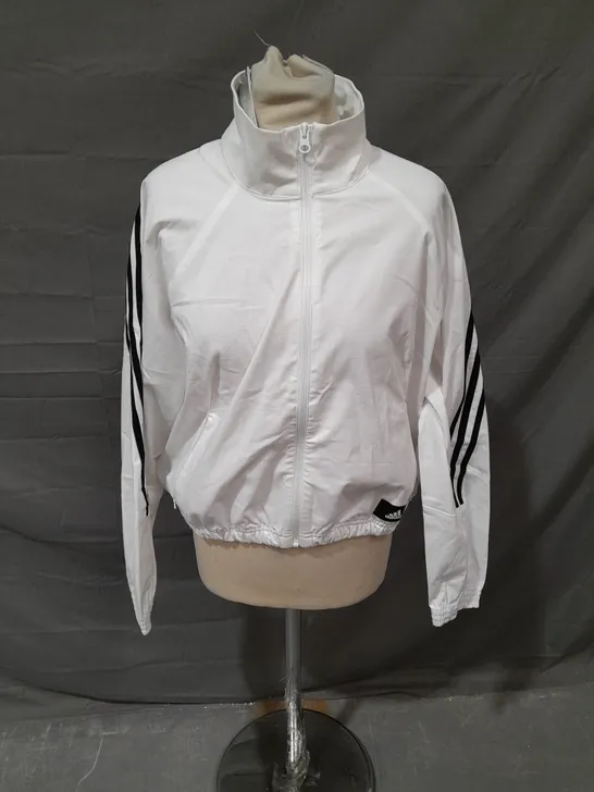 ADIDAS STRIPE JACKET IN WHITE/BLACK SIZE 10