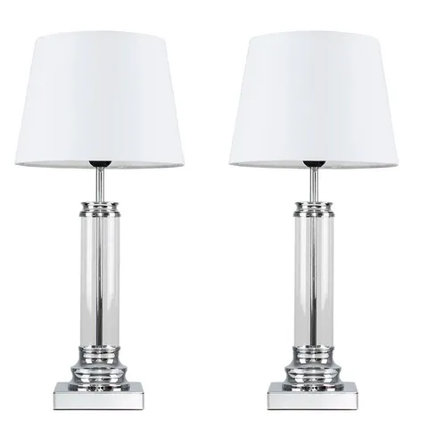 BOXED MAUD 54cm SILVER TABLE LAMP SET - SET OF 2 (1 BOX)