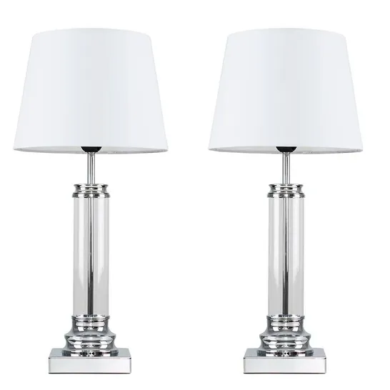 BOXED MAUD 54cm SILVER TABLE LAMP SET - SET OF 2 (1 BOX)