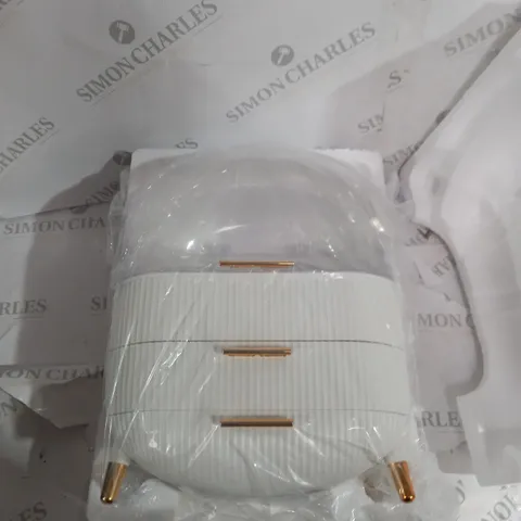 DECORATIVE BOXED WHITE DRAW SET WITH PLASTIC DOME COVER