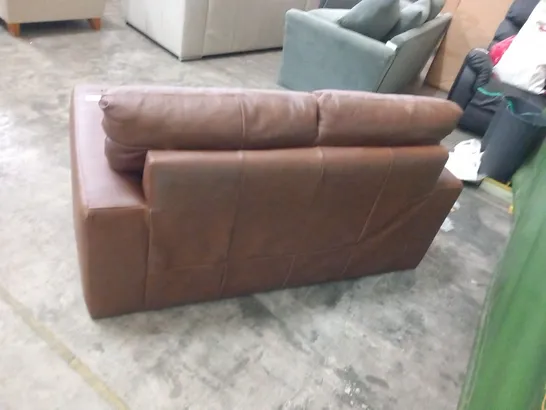 DESIGNER BROWN FAUX LEATHER TWO SEATER SOFA