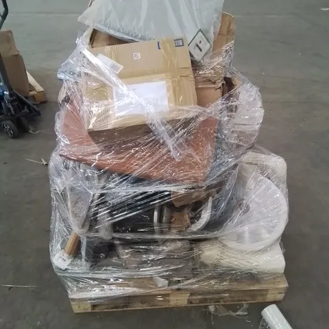 PALLET CONTAINING VARIOUS FURNITURE PARTS AND HOUSEHOLD ITEMS