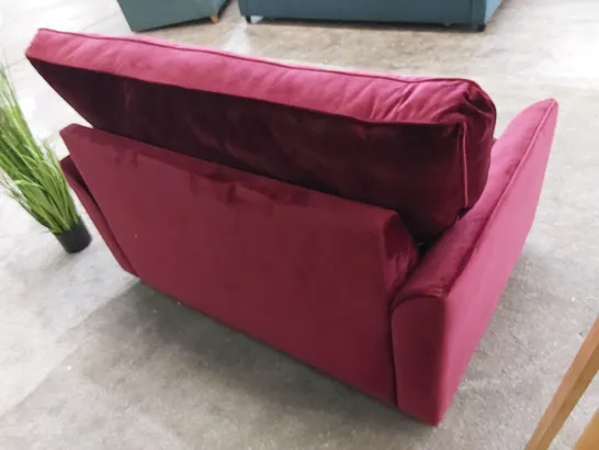 THE EDINGTON LOVE SEAT SOFA BED UPHOLSTERED IN BORDEAUX FABRIC