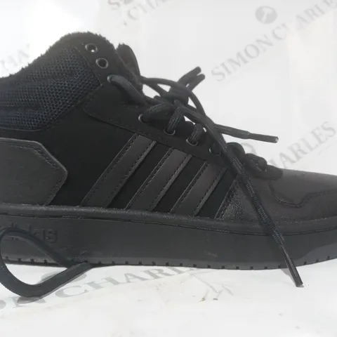 BOXED PAIR OF ADIDAS HOOPS 2.0 MID SHOES IN BLACK UK SIZE 9.5