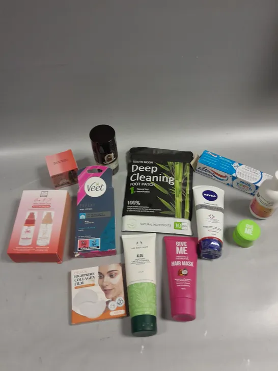 APPROXIMATELY 20 ASSORTED HEALTH & BEAUTY PRODUCTS TO INCLUDE VEET WAX STRIPS, NIVEA HAND CREAM, BEAUTY CROP MINI MIST DUO ETC 