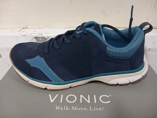 BOXED PAIR OF VIONIC NAVY TRAINERS - SIZE 6