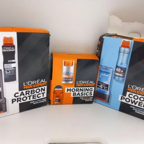 FIVE ASSORTED L'OREAL GIFT SETS TO INCLUDE; COOL POWER, MORNING BASICS AND CARBON PROTECT