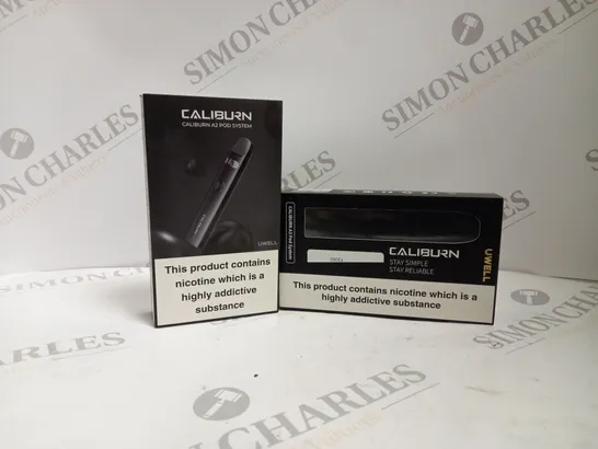 APPROXIMATELY 20 ASSORTED BOXED UWELL CALIBURN VAPING PRODUCTS TO INCLUDE A2 POD SYSTEM AND A3 POD SYSTEM 