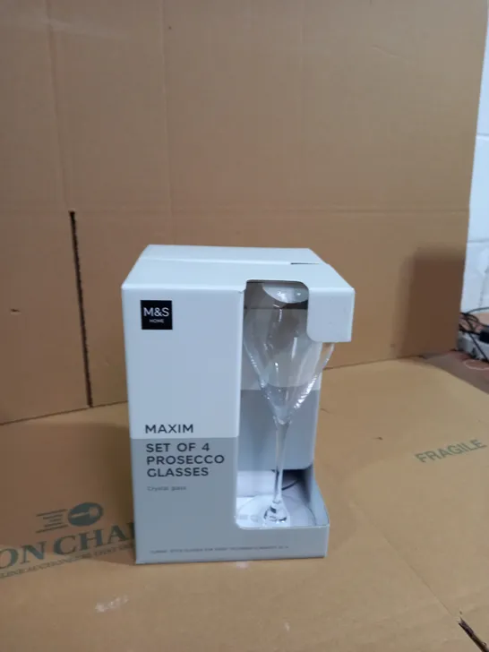 M&S MAXIM SET OF 4 PROSECCO GLASSES 