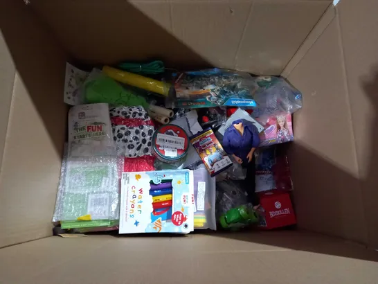 BOX OF APPROX 30 ASSORTED TOYS TO INCLUDE - UNO POKEMON - AIVA TOBA 108 PIECES - RUB A TUB TUB ECT