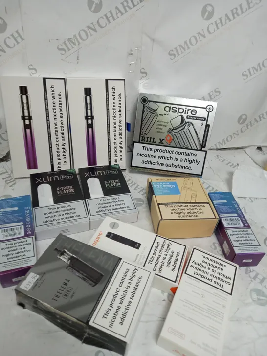 BOX OF APPROXIMATELY 10 ASSORTED E-CIG PRODUCTS TO INCLUDE ASPIRE, OXVA, ENDURA