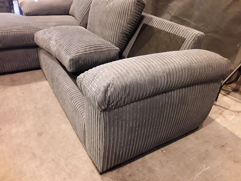 DESIGNER GREY LINED FABRIC CHAISE SOFA 