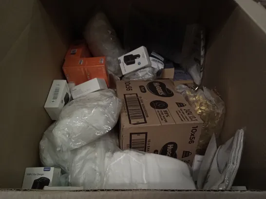 PALLET OF ASSORTED ITEMS INCLUDING WATER BALLOONS, PERFECT PEOPLE BOOK, ELECTRIC KETTLE, GOLD TINSEL, USB C CAR CHARGER, 4 PACK ZIGBEE SMART PLUGS