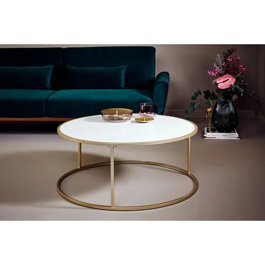 BOXED LORATA COFFEE TABLE - GOLD/MARBLE WHITE