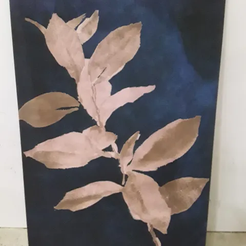 GOLD LEAVES ON NAVY IV BY LANIE LOR - WRAPPED CANVAS