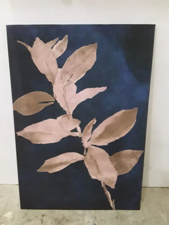 GOLD LEAVES ON NAVY IV BY LANIE LOR - WRAPPED CANVAS