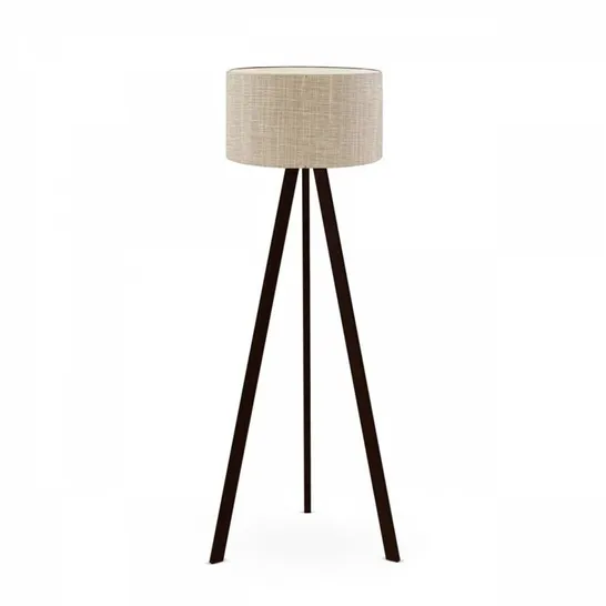 BOXED SANOR 140CM TRIPOD FLOOR LAMP SHADE COLOUR: TAN