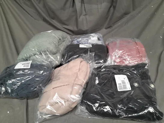 LARGE BOX OF ASSORTED CLOTHING ITEMS TO IN VARIOUS SIZES AND COLORS