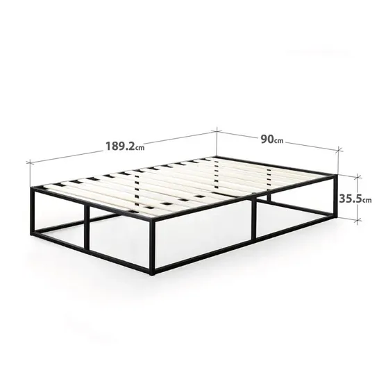 BOXED DEKKER MINIMAL METAL BED FRAME - 15 CM HIGH, SMALL SINGLE (1 BOX)