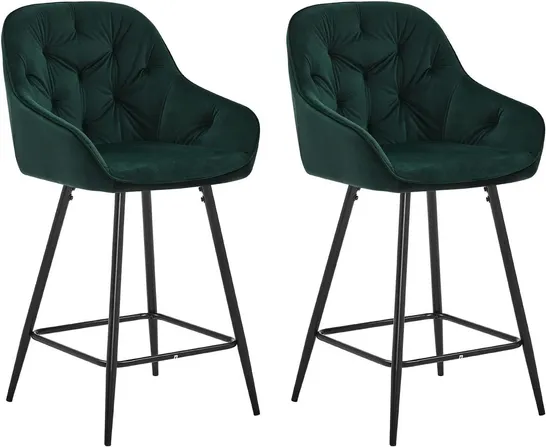 BOXED GREEN VELVET BARSTOOLS