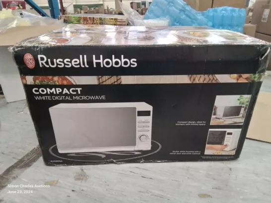 BRAND NEW BOXED RUSSELL HOBBS COMPACT WHITE DIGITAL MICROWAVE 