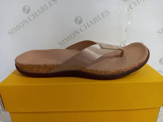 BOXED PAIR OF STRIVE TAN PLATFORM SANDAL - SIZE 6