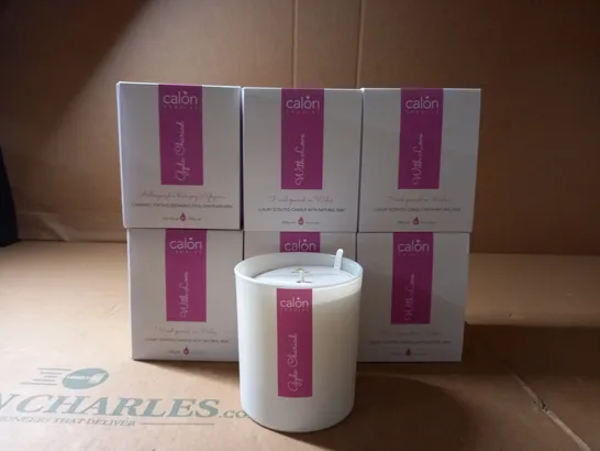 BOX OF APPROX 6 CALON CANDLES IN ROSES