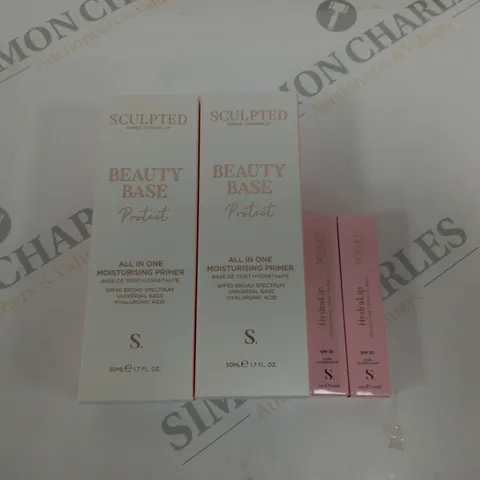 LOT OF 4 SCULPTED BEAUTY ITEMS INCLUDES MOISTURISING PRIMER AND LIP BALM