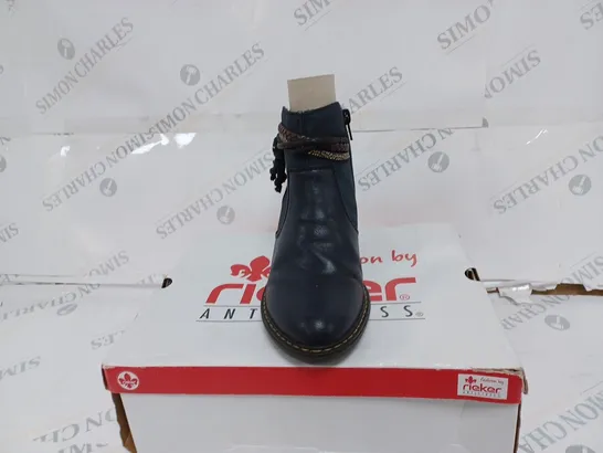 BOXED RIEKER NAVY TASSLE ANKLE BOOTS-SIZE 5 