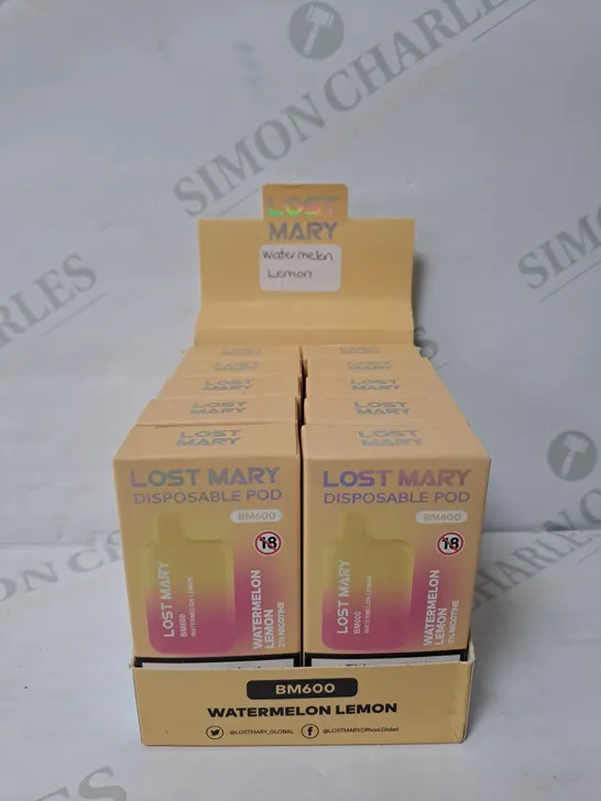 BOX OF 10 LOST MARY WATERMELON & LEMON E-CIG