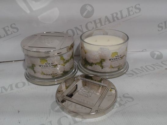 HOMEWORX BY HARRY SLATKIN SET OF WILD HYDRANGEA 4 WICK CANDLES