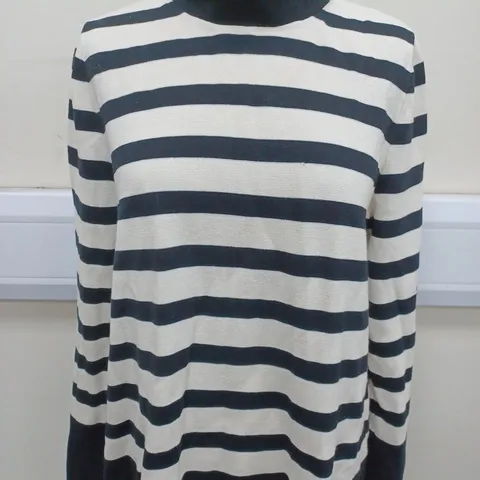 COS STRIPED FUNNEL NECK PULLOVER IN WHITE SIZE S