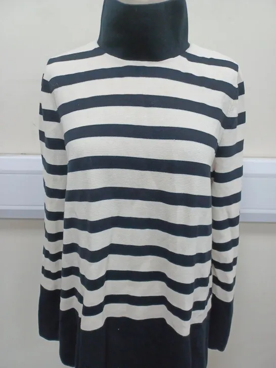 COS STRIPED FUNNEL NECK PULLOVER IN WHITE SIZE S