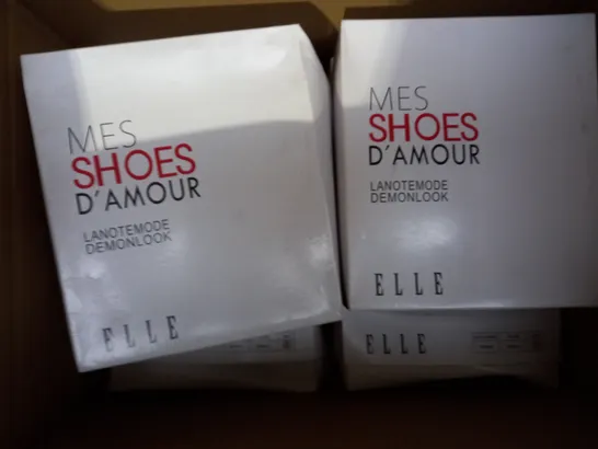 APPROXIMATELY 10 BOXED PAIR OF ELLE SASHAY HEELED OPEN TOE PLATFORM SHOES IN VARIOUS SIZES TO INCLUDE SIZE 8 